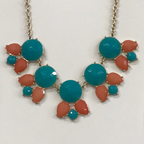 Jewelry - Turquoise and peach statement necklace